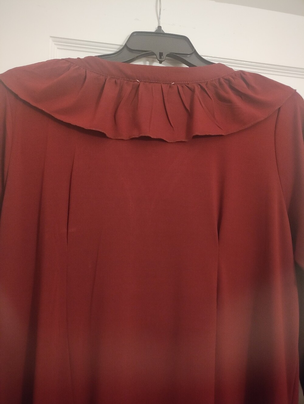 Avenue 22/24 Burgundy Ruffle Lace Up Boho Midi Dress Plus Size - Picture 6 of 8